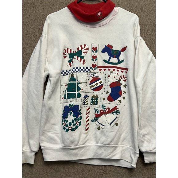Gopher Sport Tops - Ugly Christmas Turtleneck Sweatshirt 80s Style Women's Large